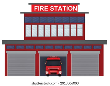 Fire Station Building Vector Illustration Stock Vector (Royalty Free ...