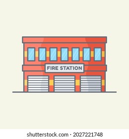 Fire Station Building Vector Illustration