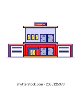 Fire Station Building Vector Illustration