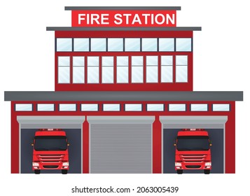 Fire station building. vector illustration