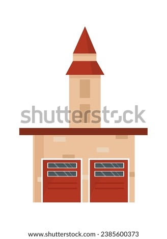 Fire Station Building Vector Illustration