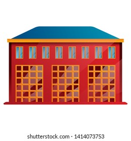 fire station cartoon icon, vector illustration
