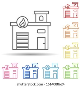 Fire station, firefighter in multi color style icon. Simple thin line, outline vector of firefighter icons for ui and ux, website or mobile application