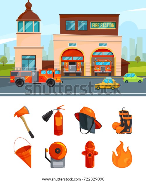 Fire\
station and firehouse, equipment for fire\
department