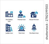 Fire Station, Fireman, House Fire, Ladder, Siren, Fire Alarm, Icon