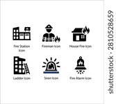 Fire Station, Fireman, House Fire, Ladder, Siren, Fire Alarm, Icon