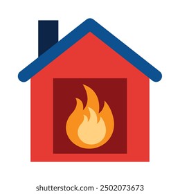 Fire Station Flat Icon Design For Personal nad Commercial Use