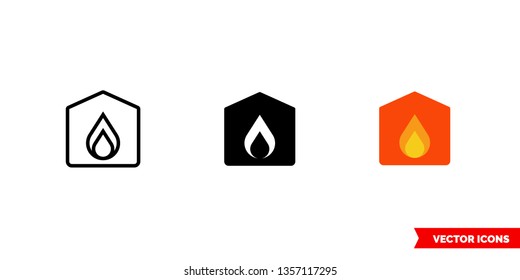 Fire station icon of 3 types: color, black and white, outline. Isolated vector sign symbol.