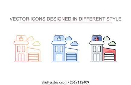 Fire Station icon design with white background stock illustration