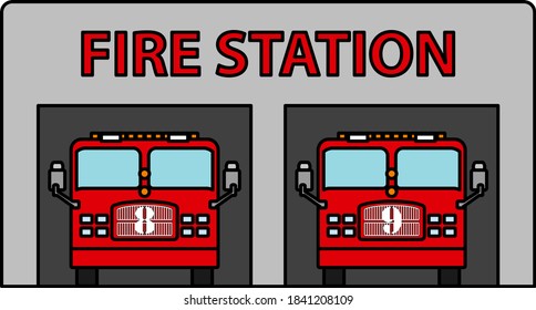 Fire Station Icon. Editable Outline With Color Fill Design. Vector Illustration.