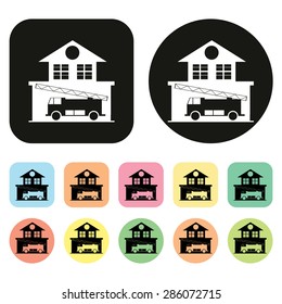 Fire Station icon. firefighter icon. Government Building icons. Vector