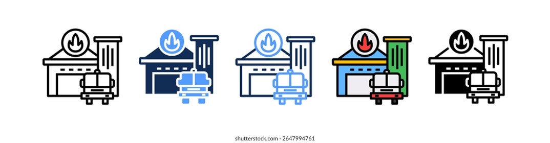 Fire Station Icon Multiple Vector Illustration