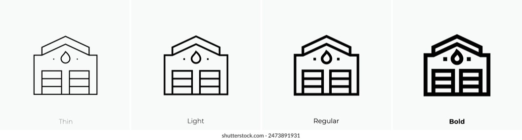 fire station icon. Thin, Light Regular And Bold style design isolated on white background