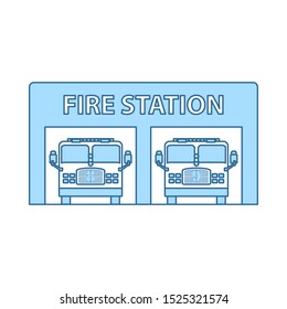Symbol der Feuerlöschstation. Einfach mit dem Design der blauen Füllung übereinstimmen. Vektorgrafik.