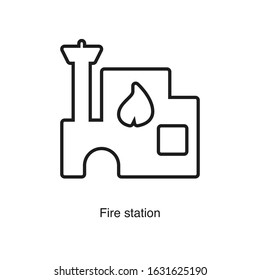 Fire station icon vector on white background. Black icon illustration