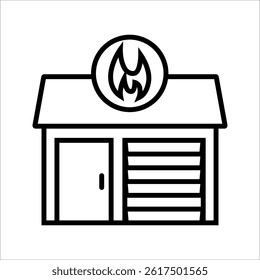 Fire station icon. vector. Stroke style sign. Editable linear for use in web design, Symbol illustration.