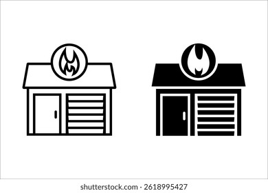 Fire station icon. vector. Stroke style sign. Editable linear for use in web design, Symbol illustration.
