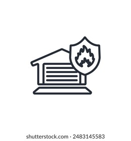 Icono de la estación de bomberos. Vector.Trazo editable.signo de estilo lineal para el uso Diseño web,logo.Ilustración de símbolo.