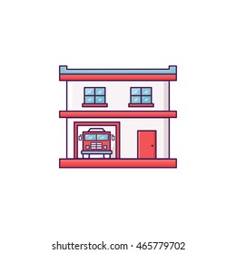 Fire Station Illustration Icon