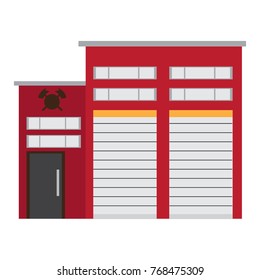 Fire station isolated on white background, Vector illustration