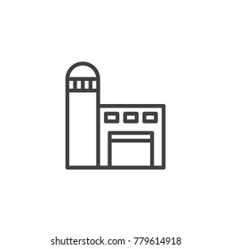 Fire station line icon, outline vector sign, linear style pictogram isolated on white. Symbol, logo illustration. Editable stroke