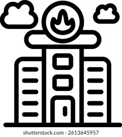 Fire Station Line Vector Icon Design