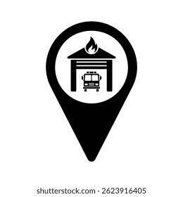 Fire Station Map Pin Vector, Emergency Icon, Safety Location Marker