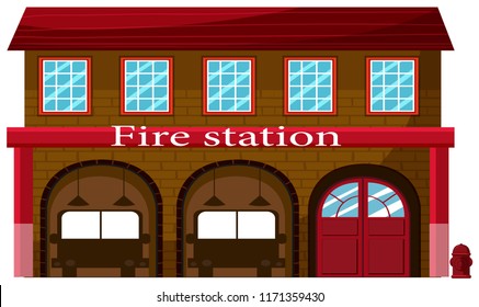 A fire station on white background illustration