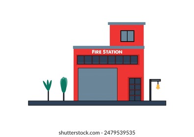 Ilustración vectorial premium de estación de bomberos para uso