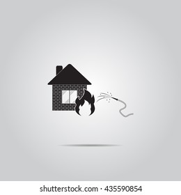 Fire Station. Single flat icon. Vector illustration.