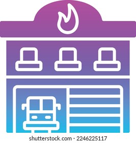 Fire Station vector icon. Can be used for printing, mobile and web applications.