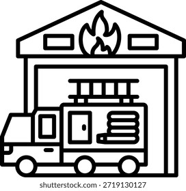 Icono de Vector de la estación de bomberos. Se puede utilizar para aplicaciones de impresión, móviles y de Web.