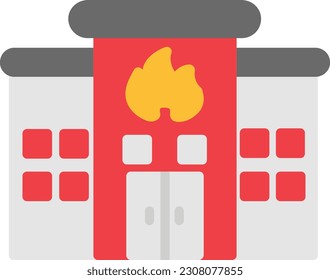 Fire Station Vector Icon Flat Style