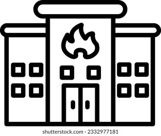 Fire Station Vector Icon Line Style