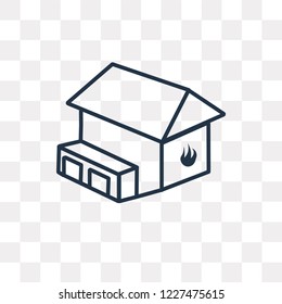 Fire Station vector outline icon isolated on transparent background, high quality linear Fire Station transparency concept can be used web and mobile