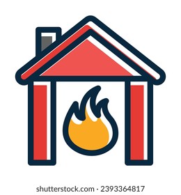 Fire Station Vector Thick Line Filled Dark Colors Icons For Personal And Commercial Use.
