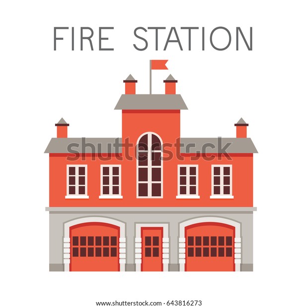 fire station vector\
with white background