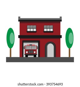 Fire Station vectors, illustrations buildings.