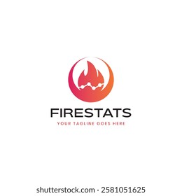 fire stats logo. Stat Fire Logo Design Element. flaming onfire stats logo template with increase line for data business or finance. Stats Fire Logo Icon Design