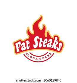 Emblema de carne, plantilla de diseño de logotipo de parrilla
