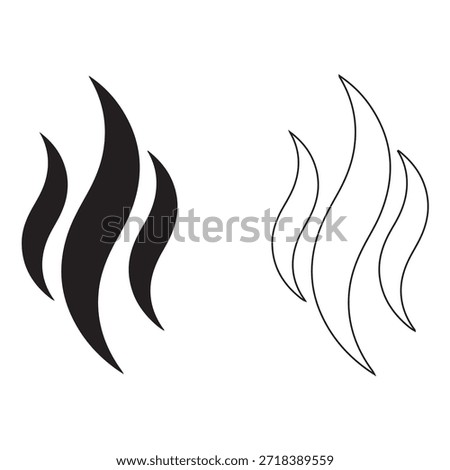 Fire steam or Line smoke doodle hand drawn set. smell waves from food or coffee and beverages sketch style.