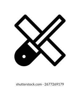 Fire steel. Outlined stroke vector icon with black-filled details.