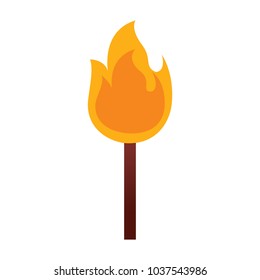 fire stick burn hot flame icon vector illustration