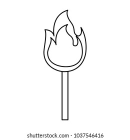 fire stick burn hot flame icon vector illustration outline graphic