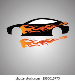 Fire sticker design template for black car body

