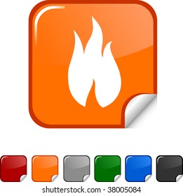 Icono de pegatina de fuego. Ilustración vectorial.