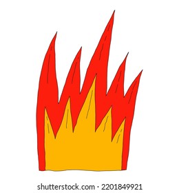 fire sticker isolated. 1970 psychedelic flame. Sublimation plotter printing. Fire sticker for comic. Design element for social media. Hippie, funky, groovy vibes