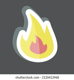 Fire Sticker in trendy isolated on black background