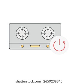 Fire Stove Shut-Off Device icon with stove and auto-off signal—perfect for senior home safety, kitchen monitoring, and elderly fire prevention systems.