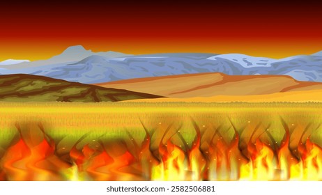 Fire and strong winds cause land fire disaster
